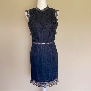 Sugarlips Navy, Lace, High-Neck Dress